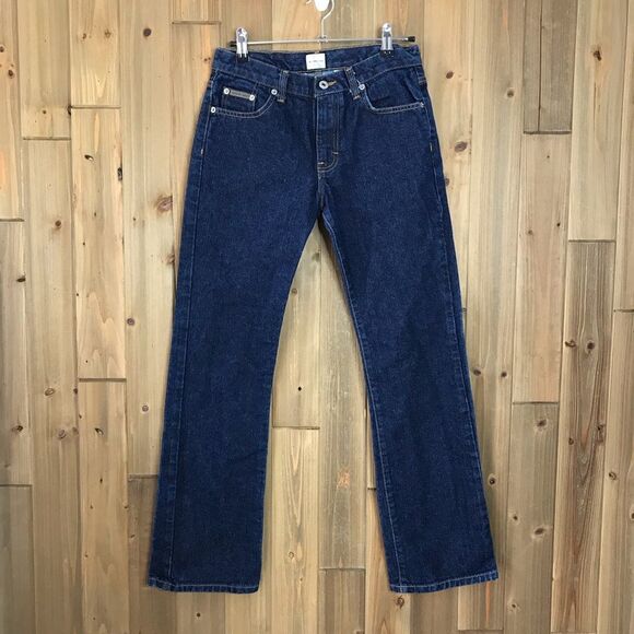 Calvin Klein Jeans Juniors Boot Leg Mid Rise Pant BJXP1508 Dark Wash Size 3 - Picture 3 of 16
